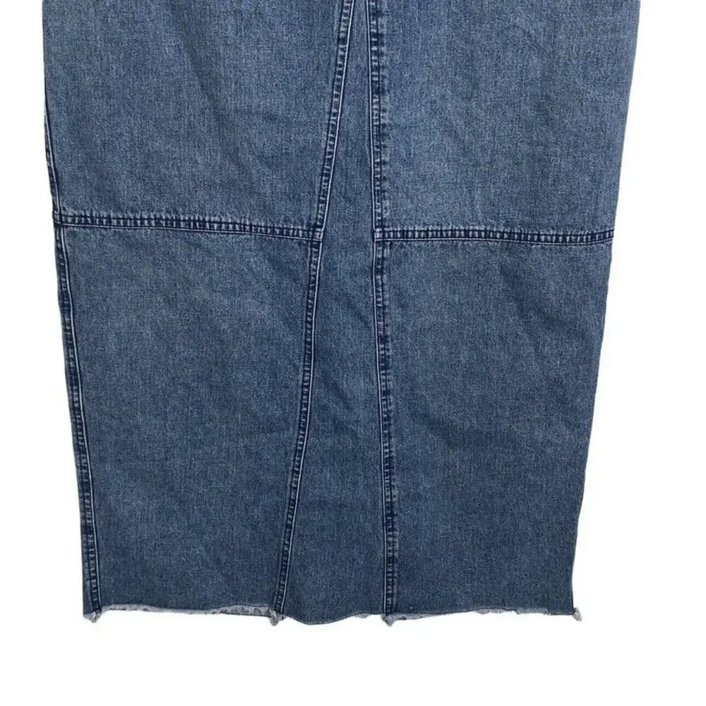Vintage Ralph Lauren Jeans Co Denim Pencil Skirt Size 10 Y2K 90s Raw Hem